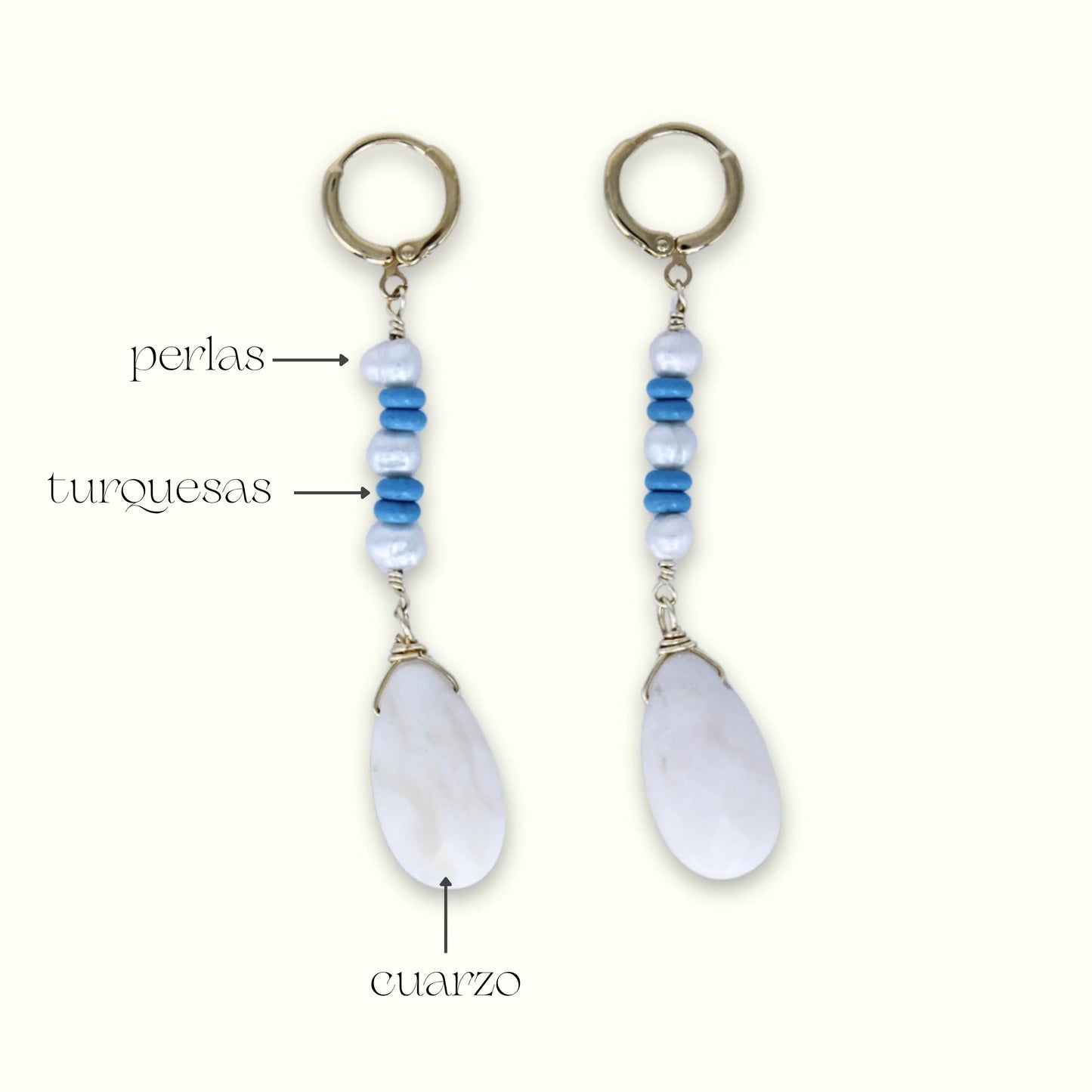 Aretes Azura_Perlas_turquesas_cuarzo