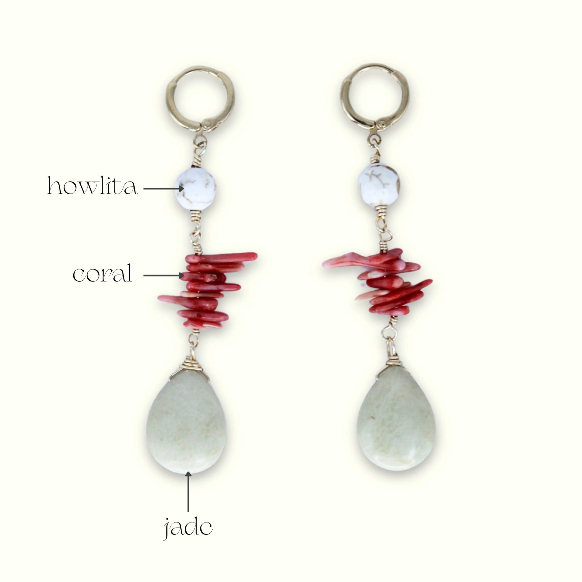Aretes Azara_ howlita_coral_jade