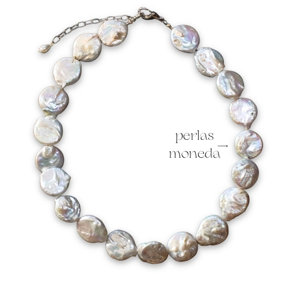 Collar perla moneda