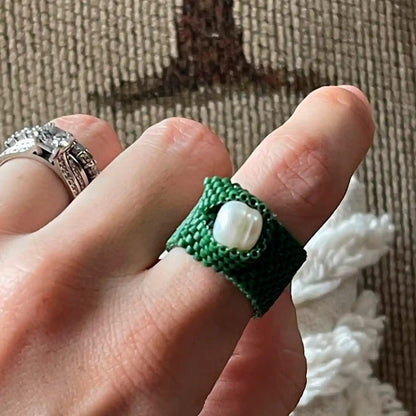 anillo de cristal miyuki delicado