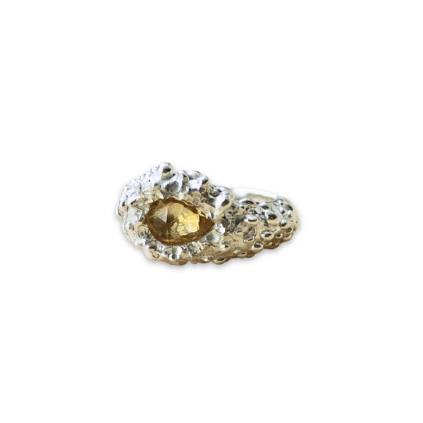 Anillo Horus elaborado plata .925 y cuarzo citrino corte gota