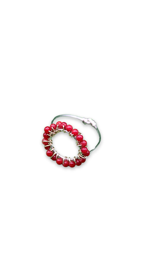 Anillo Meraki con coral natural artesanal — URi Atelier