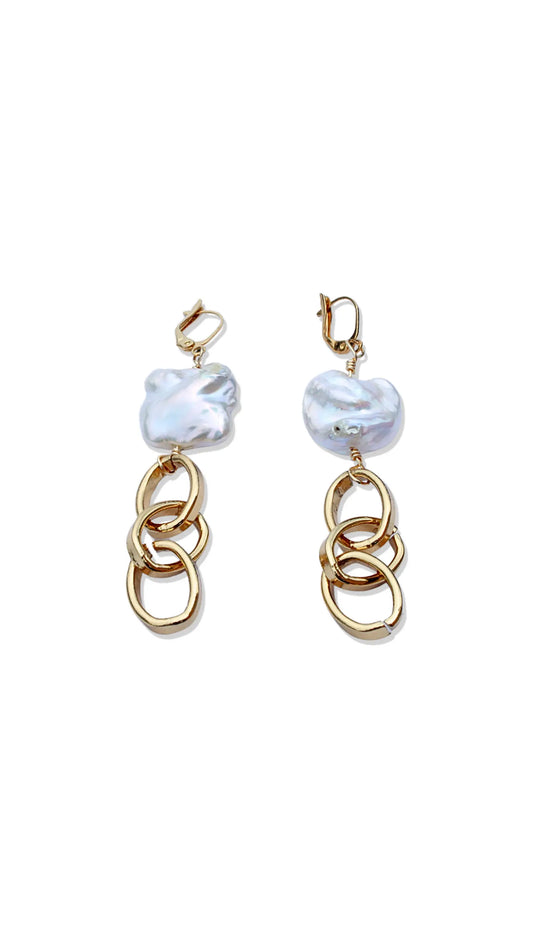 Aretes Amara chapa de oro 18k