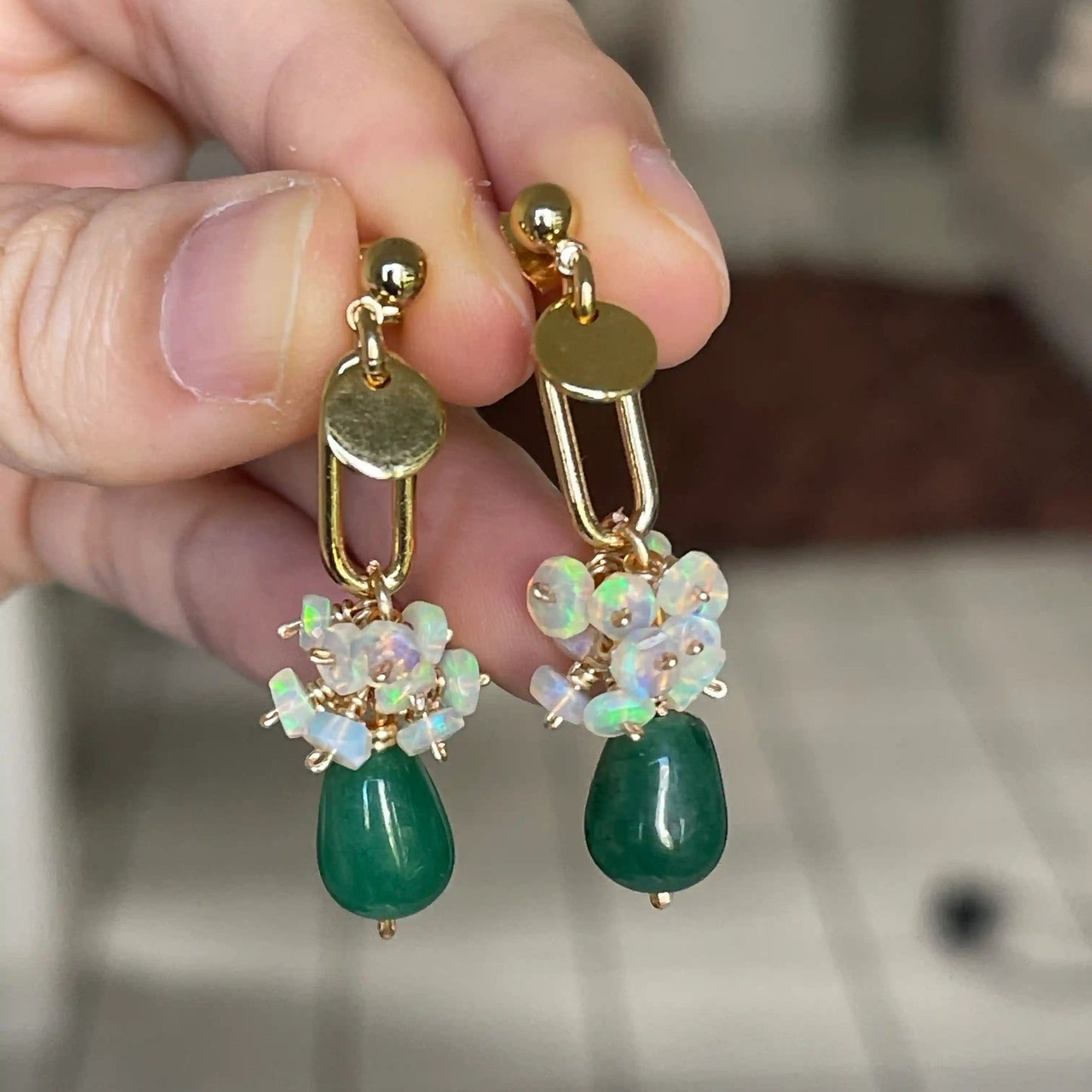 Aretes colgantes Aurora con piedras naturales