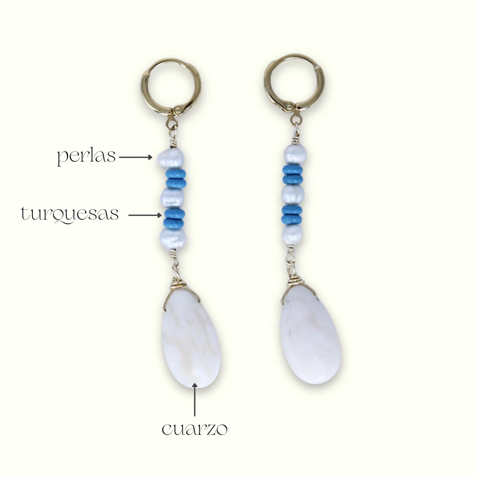 Aretes Azura_Perlas_turquesas_cuarzo