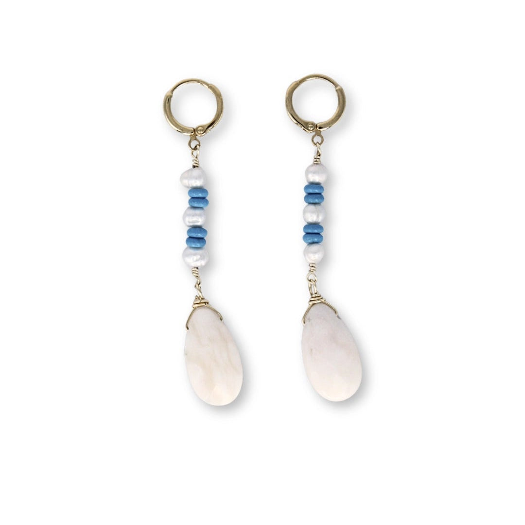 Aretes Azura con turquesas y perlas