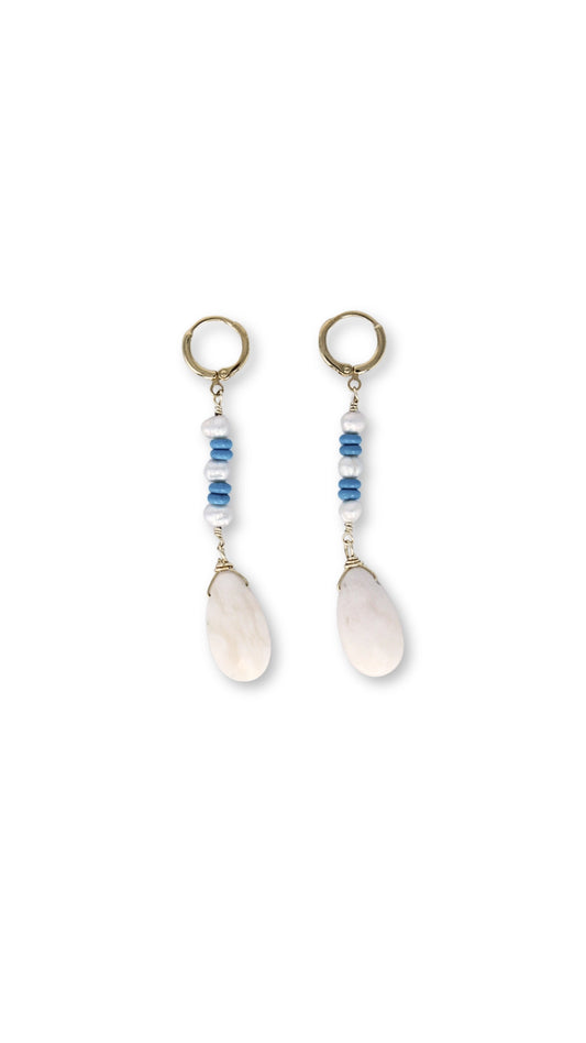 Aretes Azura con turquesas y perlas