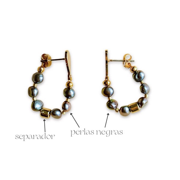 Aretes Marella perlas negras