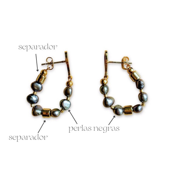 Aretes Marella perlas negras