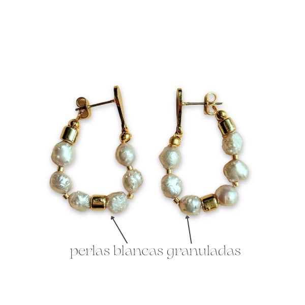Aretes Marella perlas blancas