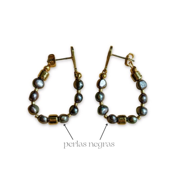 Aretes Marella perlas negras