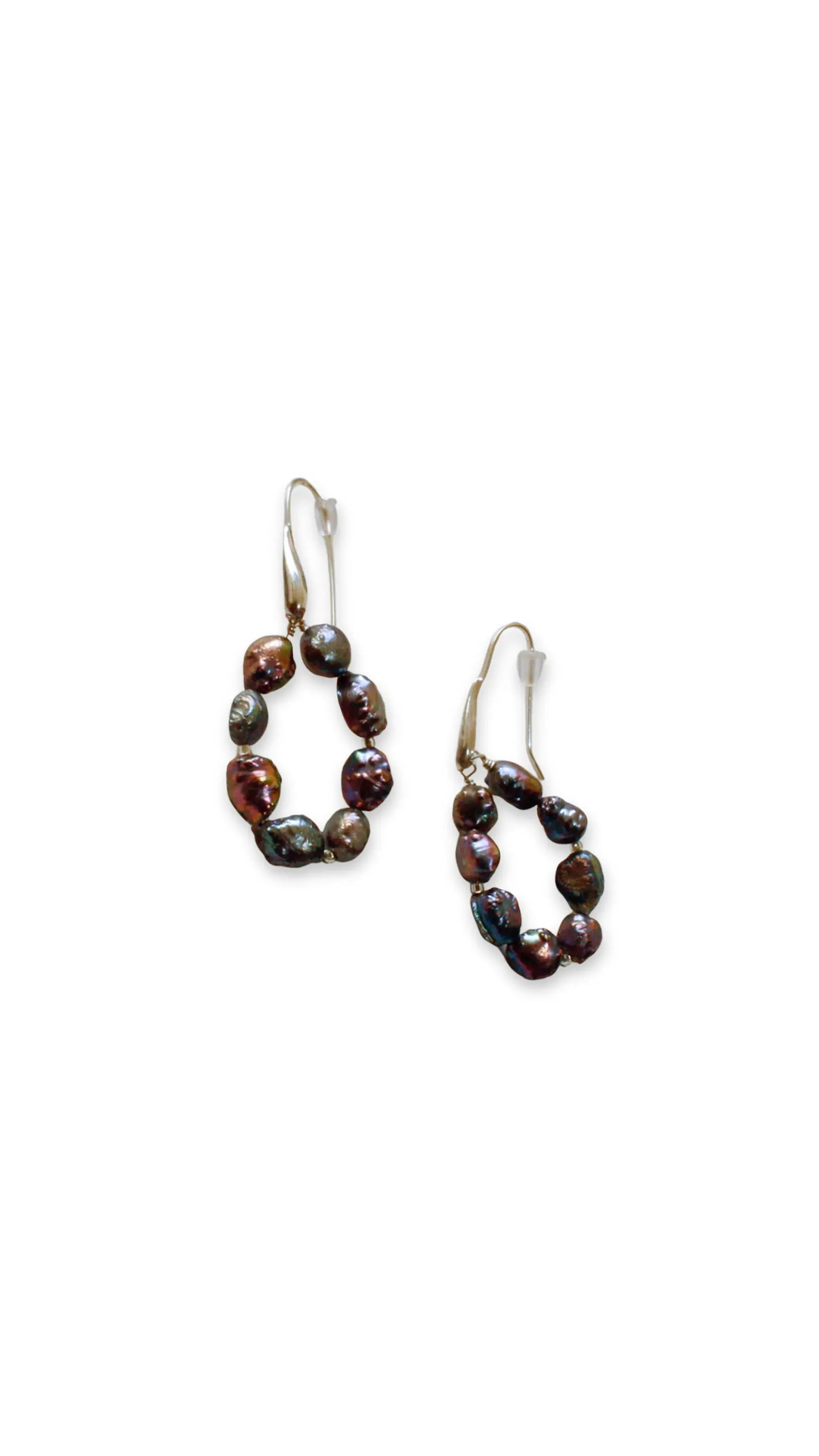 Aretes Rhea de plata .925 con perlas negras