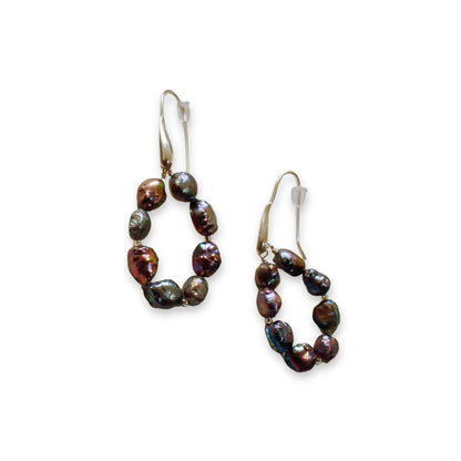Aretes Rhea de plata .925 con perlas negras