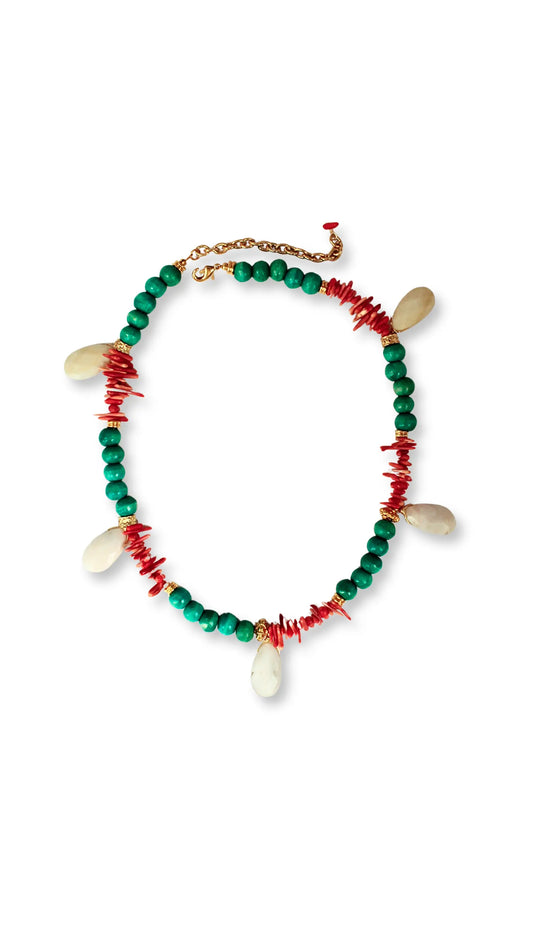 Collar Kaida con coral y cuarzo