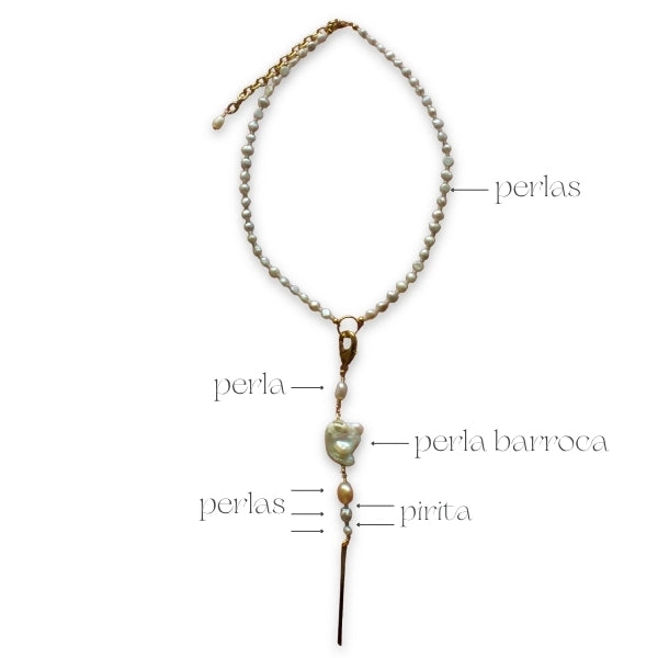 Collar Kairi con perlas y piritas