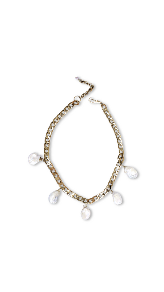 Collar Kairos con jade y chapa de oro 18K