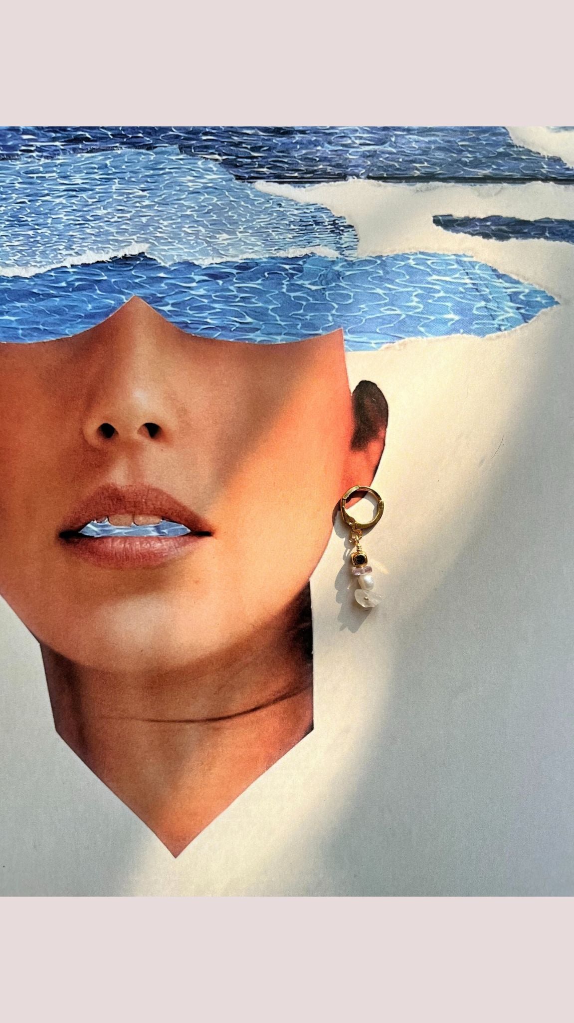 Huggie Aeris con chapa de oro de 18k y piedras naturales hecho a mano en México