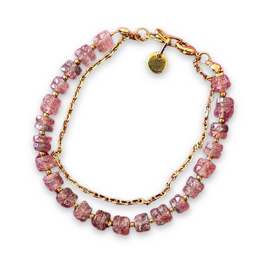 Pulsera Leora con cuarzo fresa