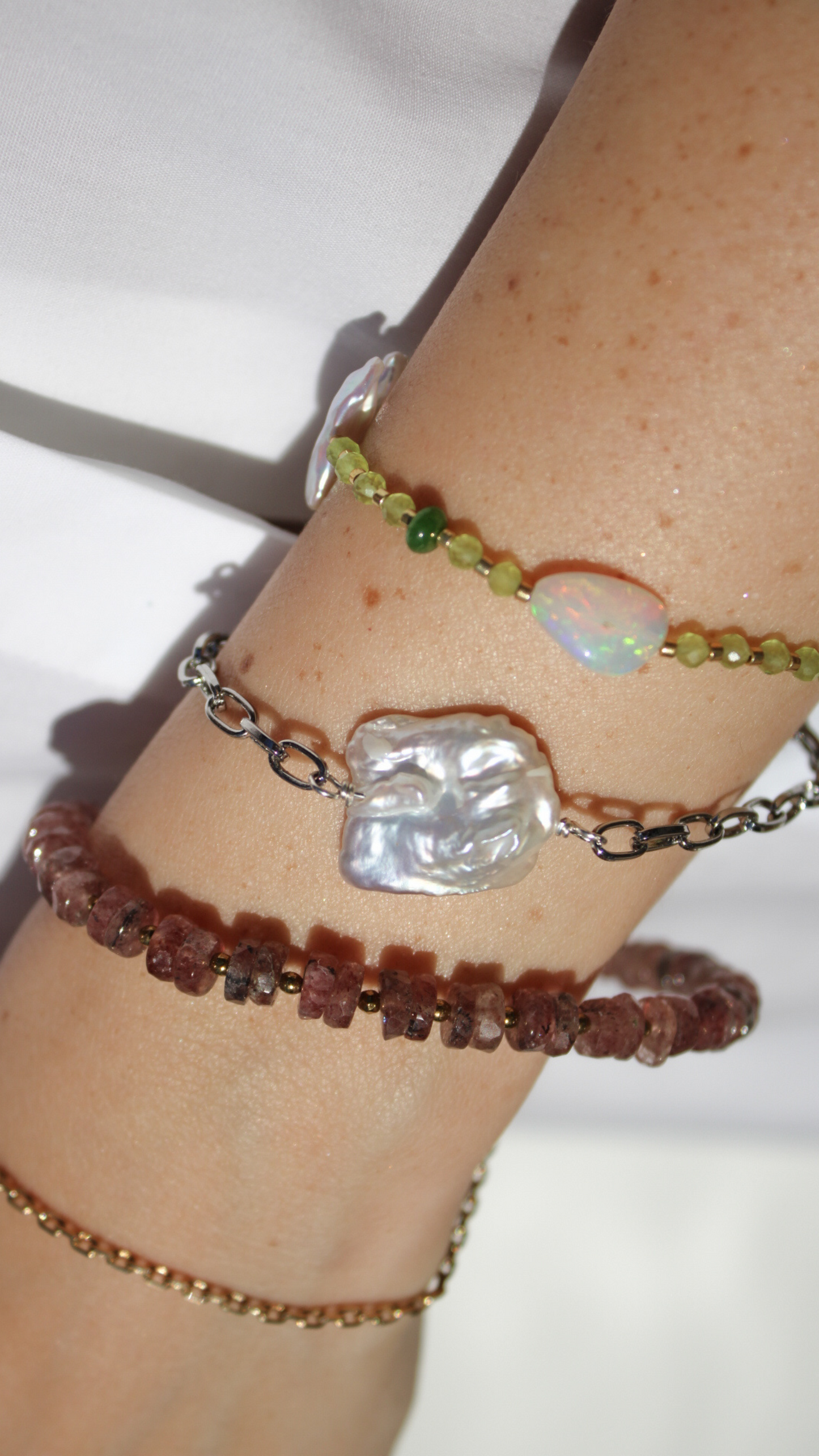 Pulsera doble con piedras naturales