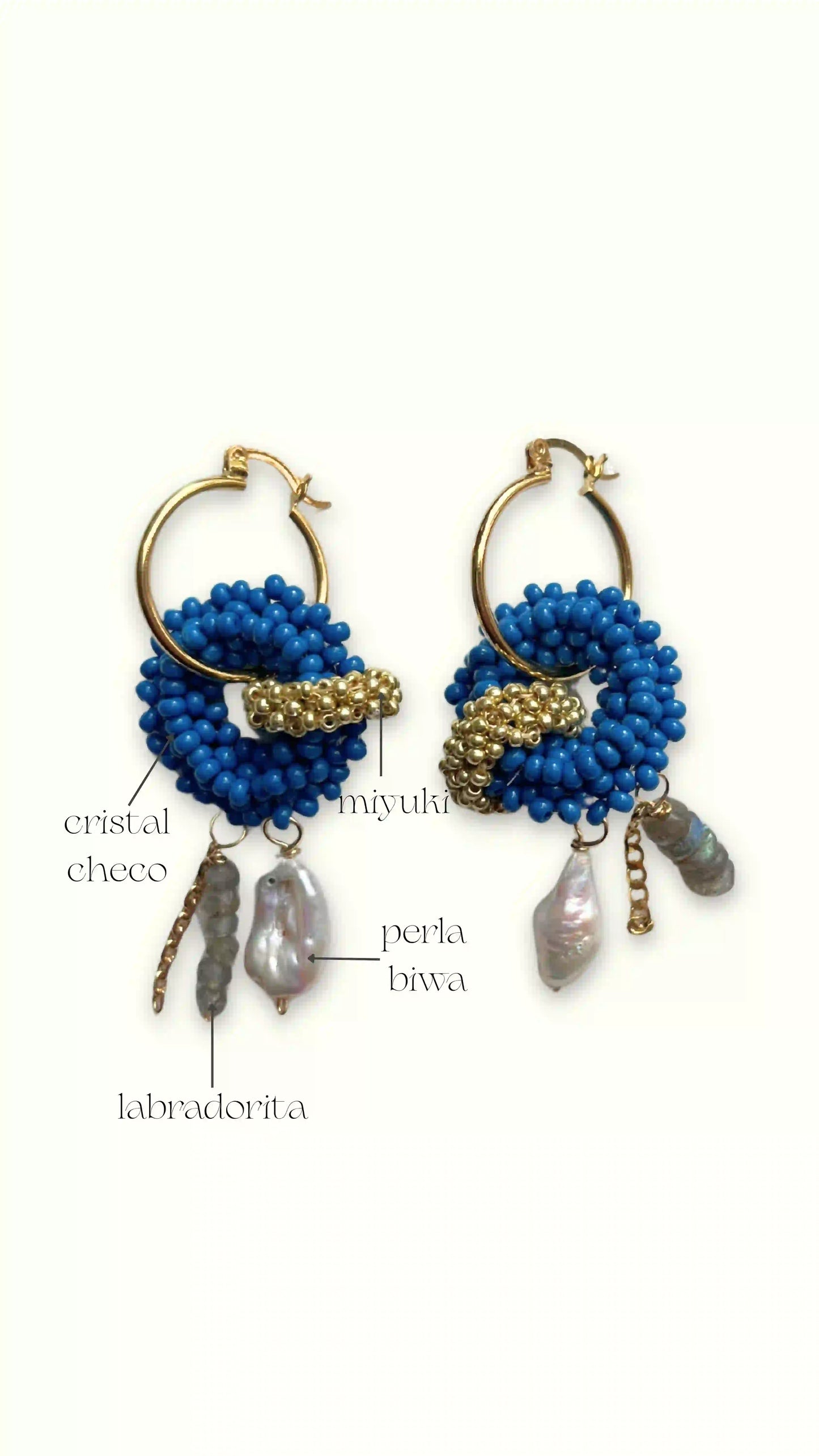 Aretes Aiyana tejidos con cristal checo y miyuki