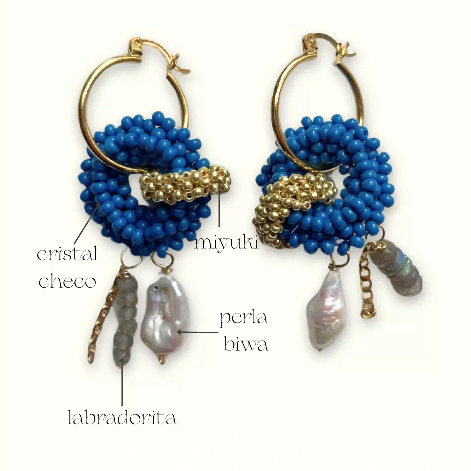 Aretes Aiyana tejidos con cristal checo y miyuki